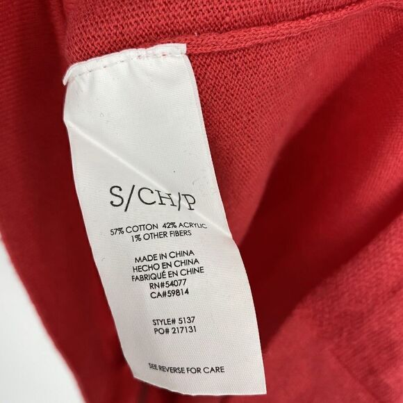 Cabi Shirt Size Small Womens Red Beachcomber Hoodie 5137 Full Zip Knit Pocket - Picture 7 of 8